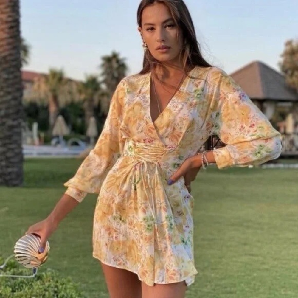 Zara Floral Corset Tie Dress